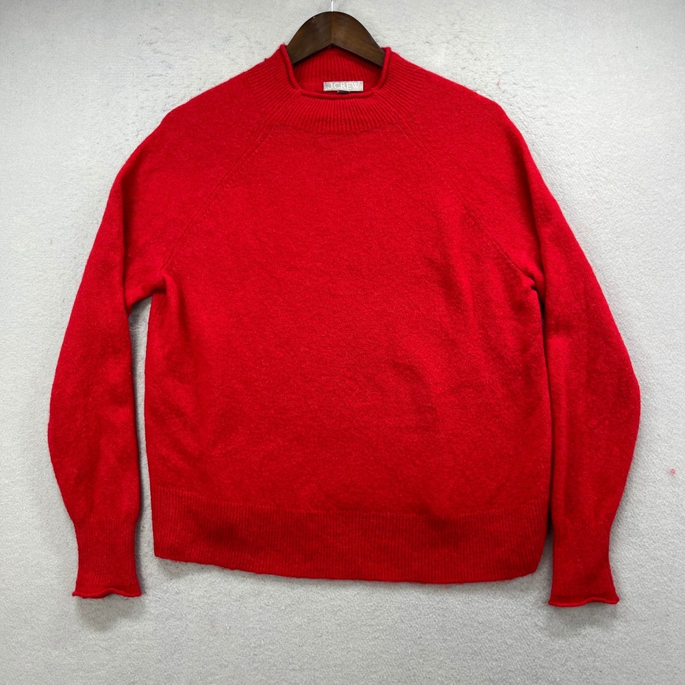 J.Crew Sweater Womens Small Red Merino Wool Alpaca Blend Mock Neck Pullover